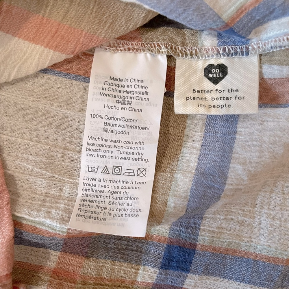 Madewell ruffle plaid lightweight blouse size small - Picture 5 of 7